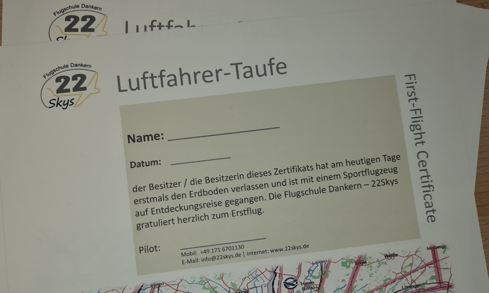 Read more about the article Zertifikate für Erstflieger